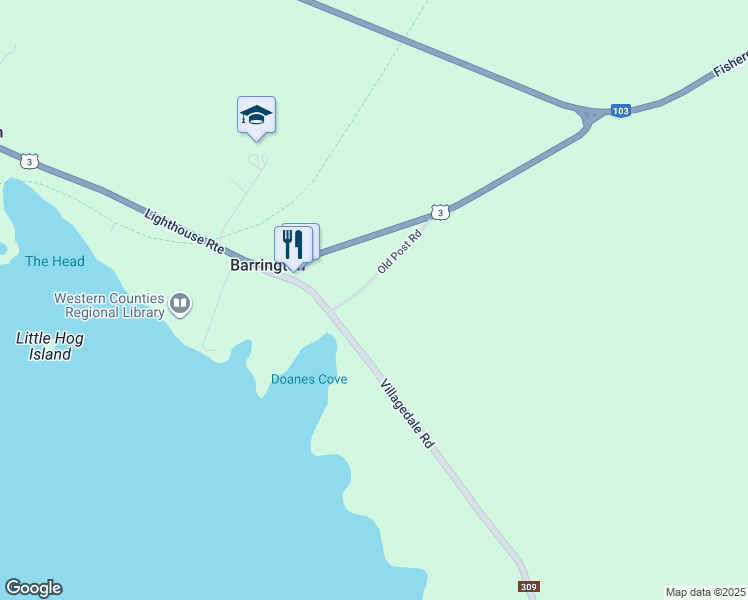 map of restaurants, bars, coffee shops, grocery stores, and more near 69 Old Post Road in Barrington