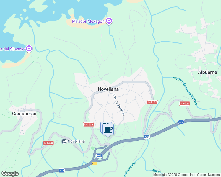 map of restaurants, bars, coffee shops, grocery stores, and more near in Asturias