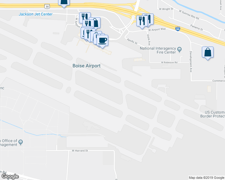map of restaurants, bars, coffee shops, grocery stores, and more near 2899 West Lockheed Lane in Boise