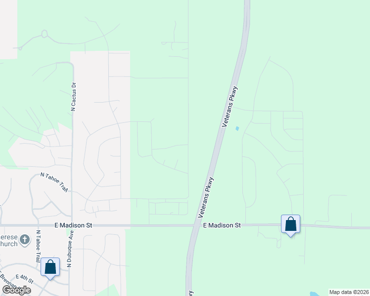 map of restaurants, bars, coffee shops, grocery stores, and more near 1601 North Powder House Road in Sioux Falls