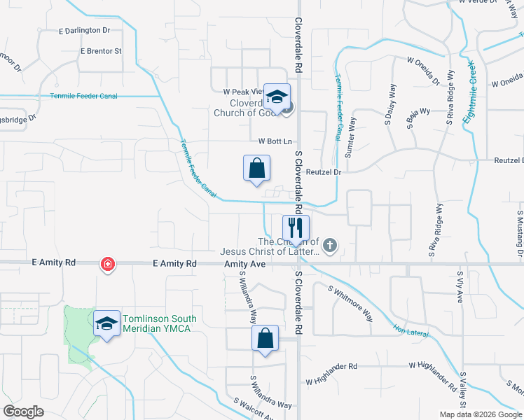 map of restaurants, bars, coffee shops, grocery stores, and more near 12360 West Arabian Drive in Boise
