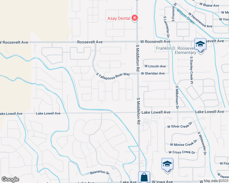 map of restaurants, bars, coffee shops, grocery stores, and more near 13194 South Bow River Avenue in Nampa