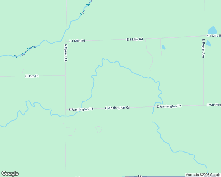 map of restaurants, bars, coffee shops, grocery stores, and more near 2633 East Washington Road in White Cloud