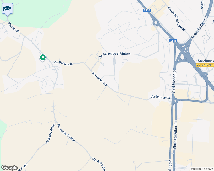 map of restaurants, bars, coffee shops, grocery stores, and more near 64 Via Baraccola in Provincia di Ancona