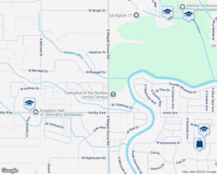 map of restaurants, bars, coffee shops, grocery stores, and more near 4388 South Maple Grove Road in Boise