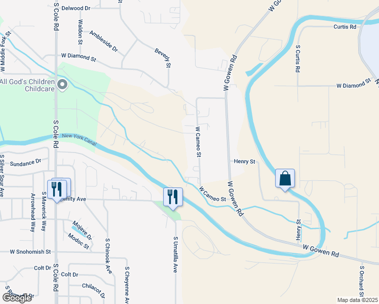 map of restaurants, bars, coffee shops, grocery stores, and more near 4205 Banner St in Boise