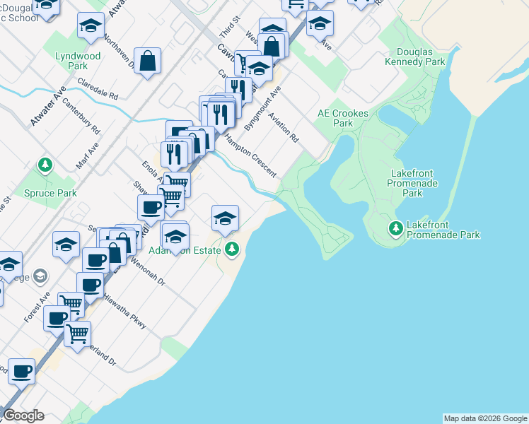 map of restaurants, bars, coffee shops, grocery stores, and more near 516 Richey Crescent in Mississauga