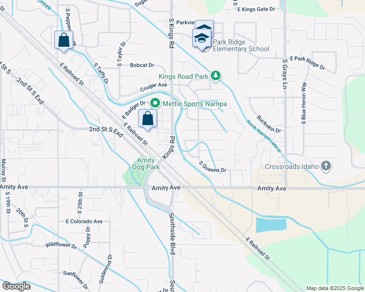 map of restaurants, bars, coffee shops, grocery stores, and more near 529 Knights Circle in Nampa