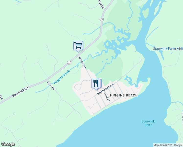 map of restaurants, bars, coffee shops, grocery stores, and more near 59 Ocean Avenue in Scarborough