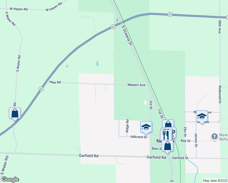 map of restaurants, bars, coffee shops, grocery stores, and more near 2963 Meyers Avenue in New Era