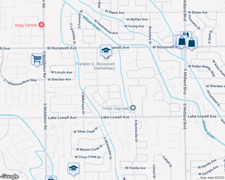 map of restaurants, bars, coffee shops, grocery stores, and more near 1872 West Deep Creek Way in Nampa