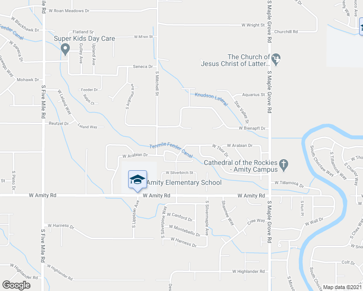 map of restaurants, bars, coffee shops, grocery stores, and more near 4231 South Silveroak Avenue in Boise