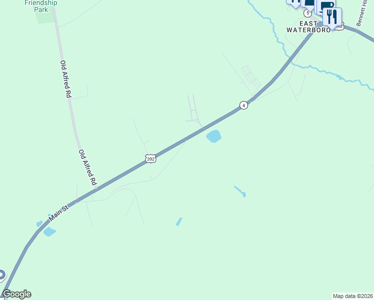 map of restaurants, bars, coffee shops, grocery stores, and more near 435 Main Street in Waterboro