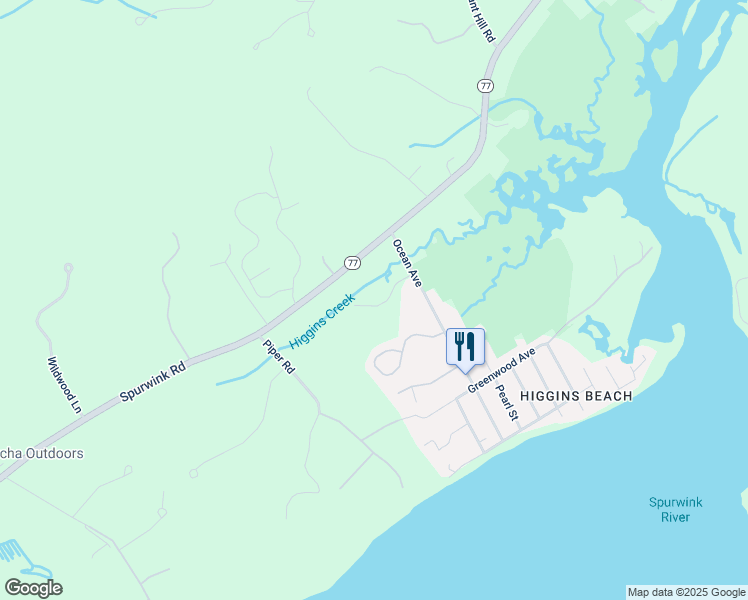 map of restaurants, bars, coffee shops, grocery stores, and more near 9 Higgins Creek Road in Scarborough