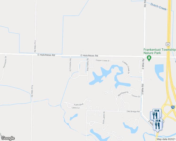 map of restaurants, bars, coffee shops, grocery stores, and more near 6047 Bay Valley Road in Bay City