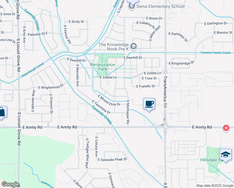 map of restaurants, bars, coffee shops, grocery stores, and more near 2648 East Santo Stefano Drive in Meridian