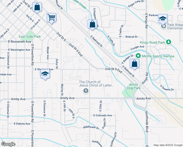 map of restaurants, bars, coffee shops, grocery stores, and more near 426 Chicago Street in Nampa