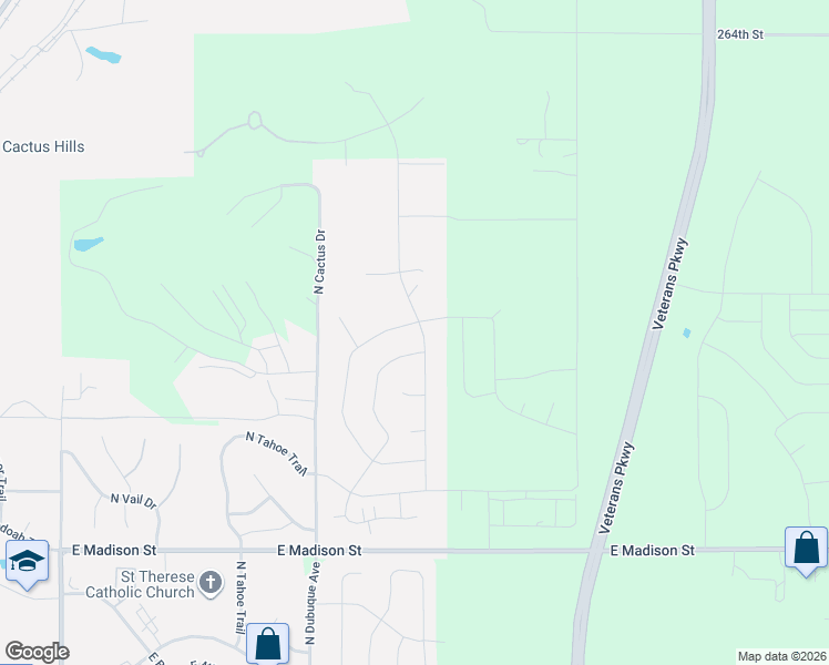 map of restaurants, bars, coffee shops, grocery stores, and more near North Paddington Trail in Sioux Falls