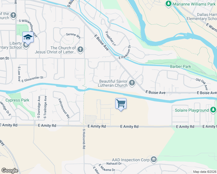 map of restaurants, bars, coffee shops, grocery stores, and more near 2771 East Gloucester Street in Boise