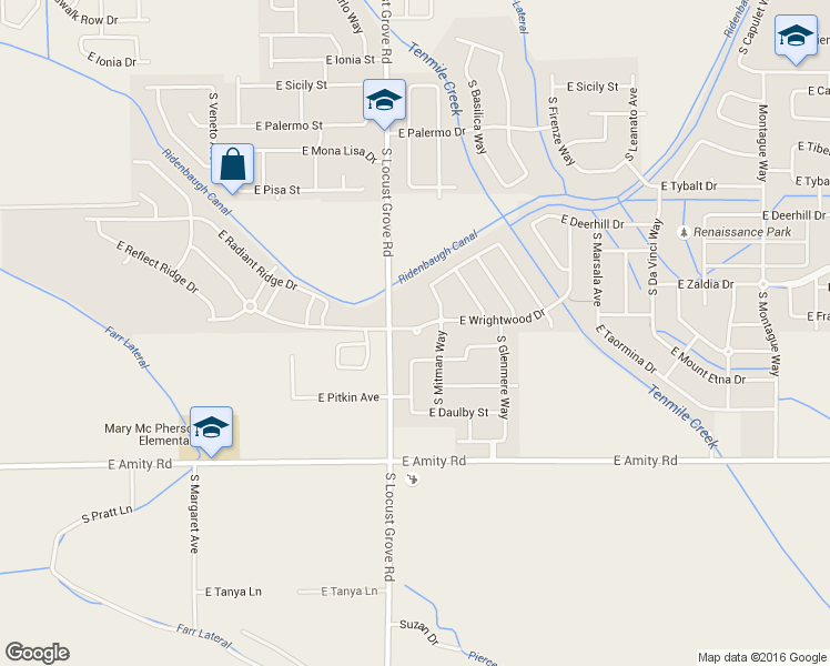 map of restaurants, bars, coffee shops, grocery stores, and more near 1004 East Wrightwood Drive in Meridian
