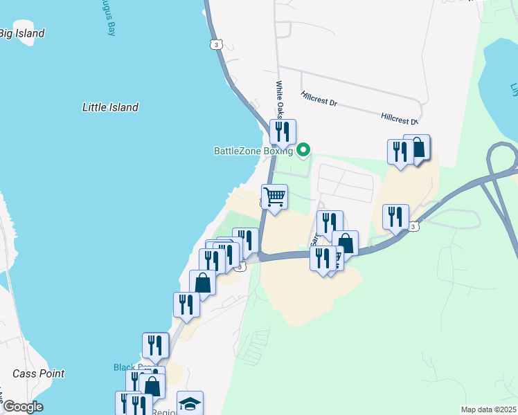 map of restaurants, bars, coffee shops, grocery stores, and more near 131 Lake Street in Meredith