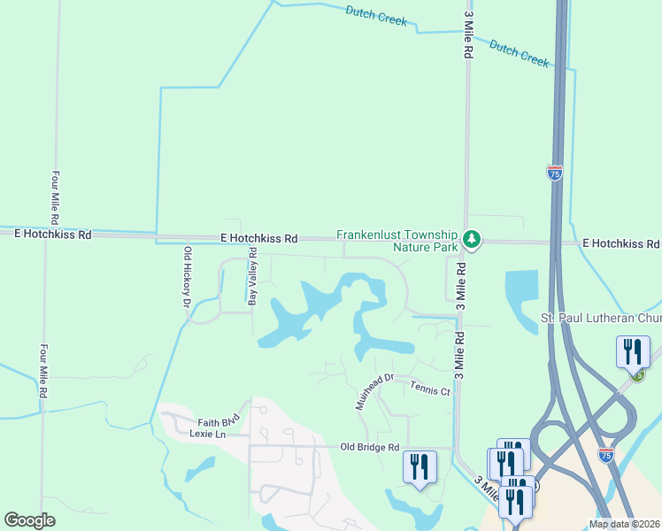 map of restaurants, bars, coffee shops, grocery stores, and more near 2364 East Hotchkiss Road in Bay City