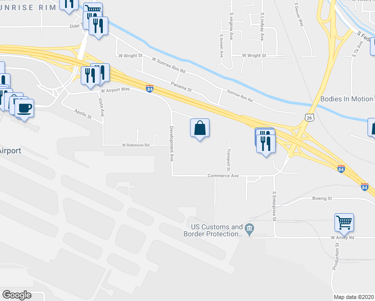 map of restaurants, bars, coffee shops, grocery stores, and more near 3948 Development Avenue in Boise
