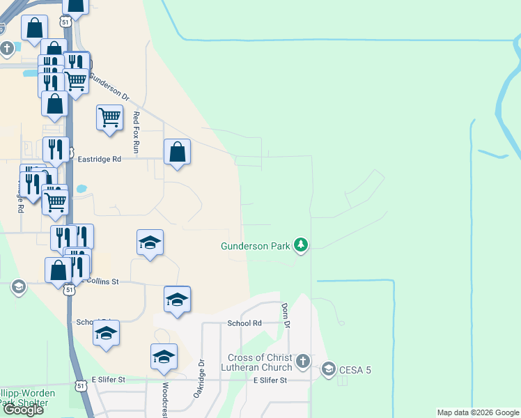 map of restaurants, bars, coffee shops, grocery stores, and more near 626 Cardinal Court in Portage