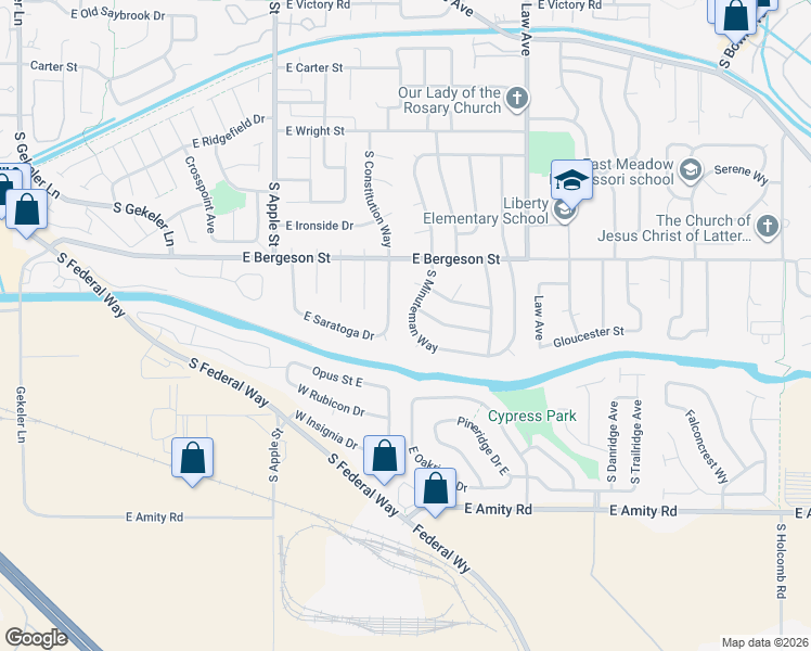 map of restaurants, bars, coffee shops, grocery stores, and more near 1291 East Hancock Drive in Boise