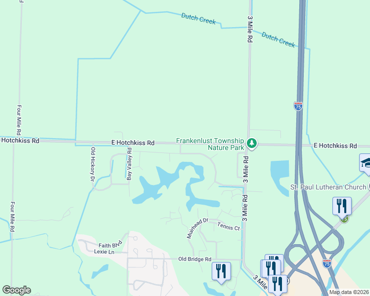 map of restaurants, bars, coffee shops, grocery stores, and more near 2364 East Hotchkiss Road in Bay City