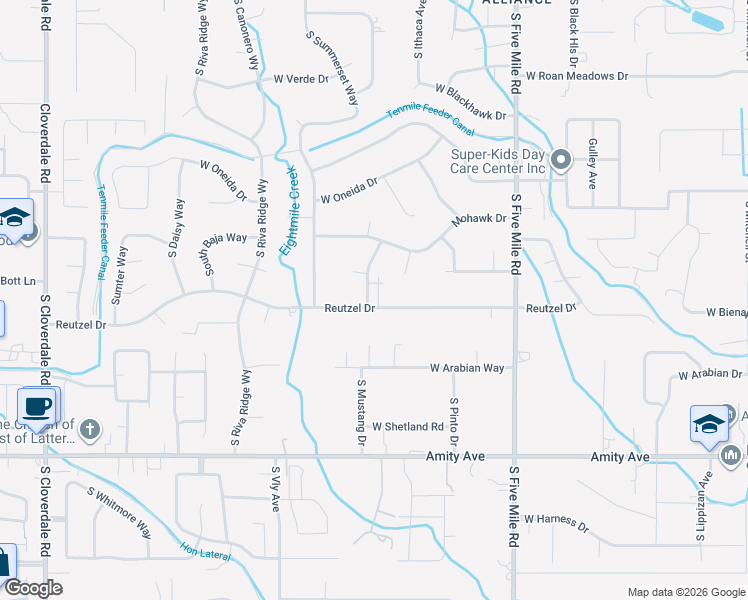 map of restaurants, bars, coffee shops, grocery stores, and more near 4044 South Genesee Drive in Boise