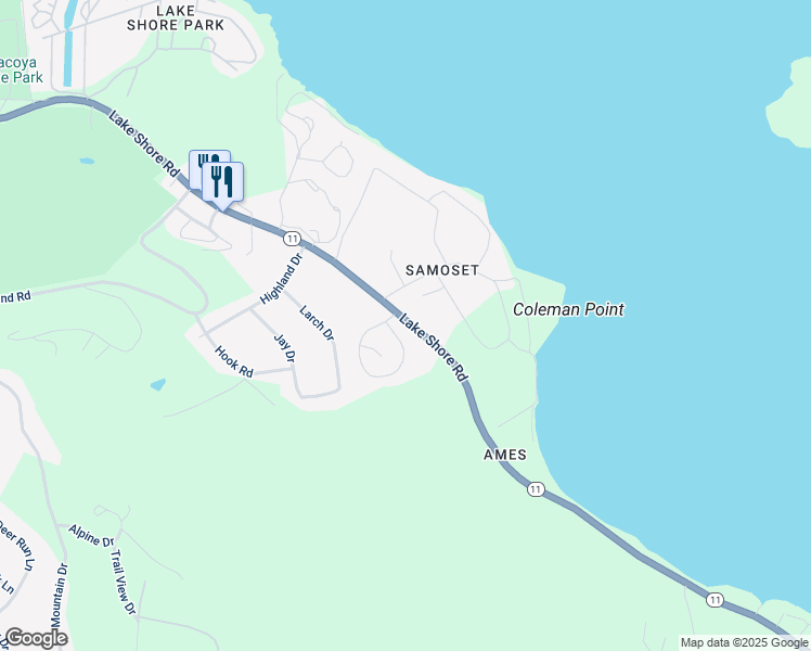 map of restaurants, bars, coffee shops, grocery stores, and more near 2761 Lake Shore Road in Gilford