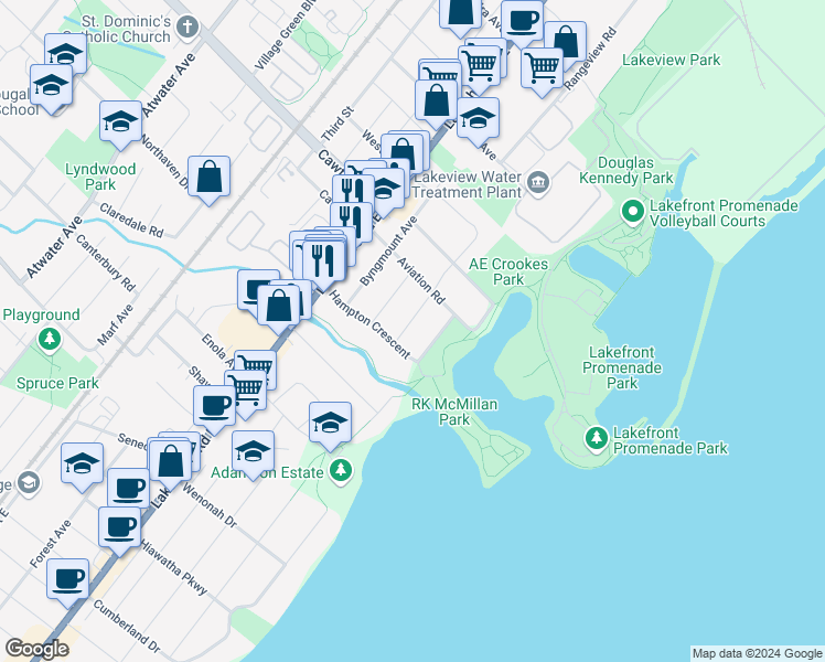 map of restaurants, bars, coffee shops, grocery stores, and more near 592 Montbeck Crescent in Mississauga