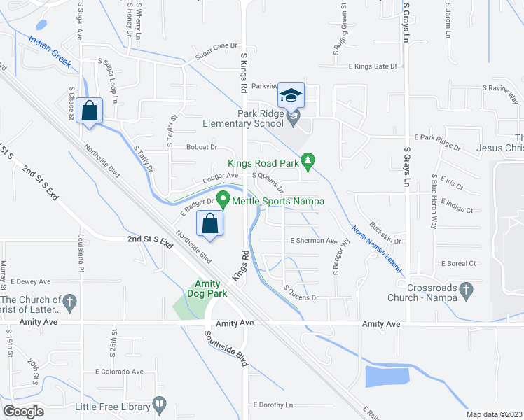 map of restaurants, bars, coffee shops, grocery stores, and more near 305 Palace Way in Nampa