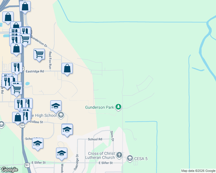 map of restaurants, bars, coffee shops, grocery stores, and more near 626 Cardinal Court in Portage