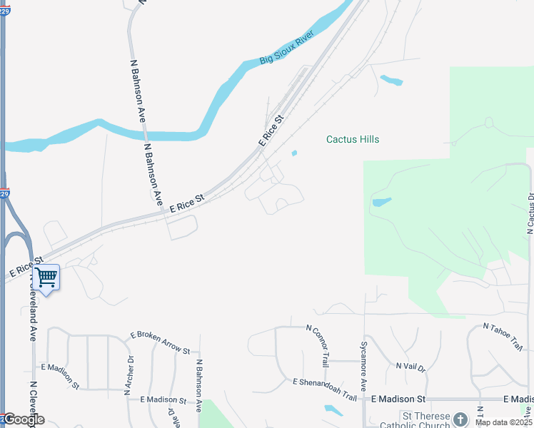 map of restaurants, bars, coffee shops, grocery stores, and more near 1745 Tom Bill Place in Sioux Falls