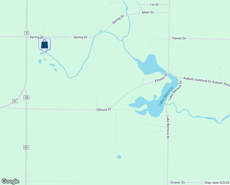 map of restaurants, bars, coffee shops, grocery stores, and more near W3057 Elmore Drive in Campbellsport