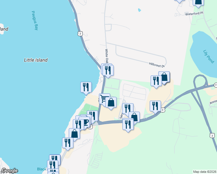 map of restaurants, bars, coffee shops, grocery stores, and more near 89 Lake Street in Laconia