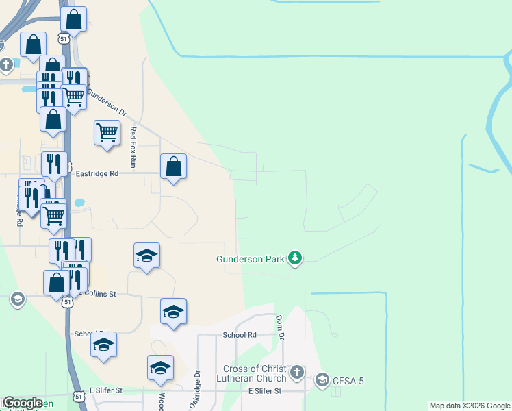 map of restaurants, bars, coffee shops, grocery stores, and more near 626 Cardinal Court in Portage