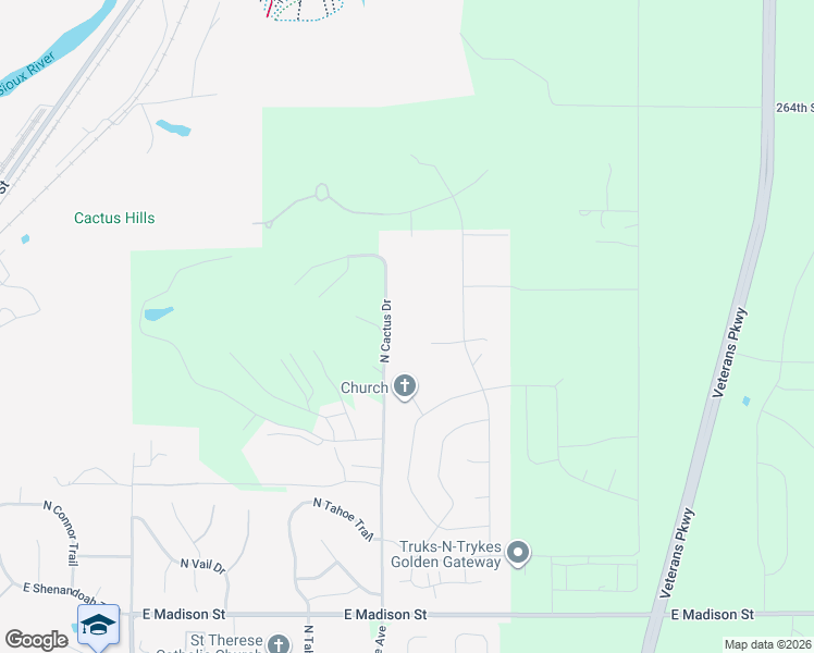 map of restaurants, bars, coffee shops, grocery stores, and more near 5504 East York Circle in Sioux Falls