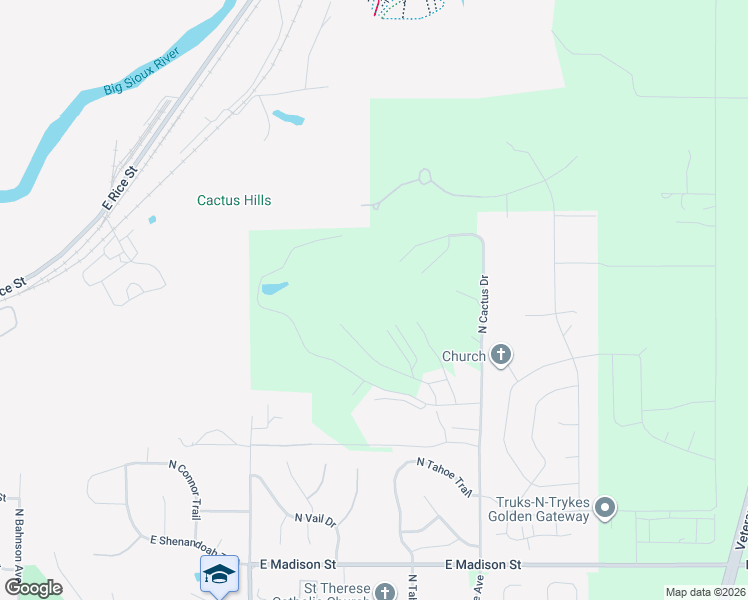 map of restaurants, bars, coffee shops, grocery stores, and more near North Knoll Place in Sioux Falls