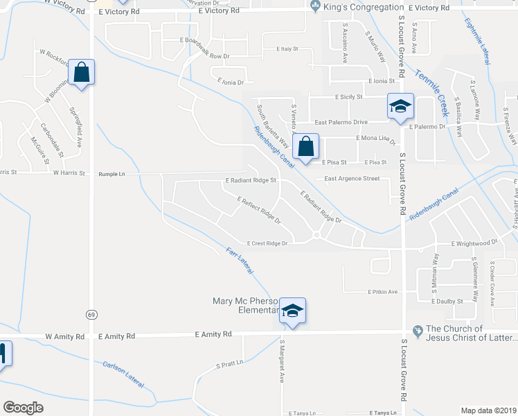 map of restaurants, bars, coffee shops, grocery stores, and more near East Reflect Ridge Drive in Meridian