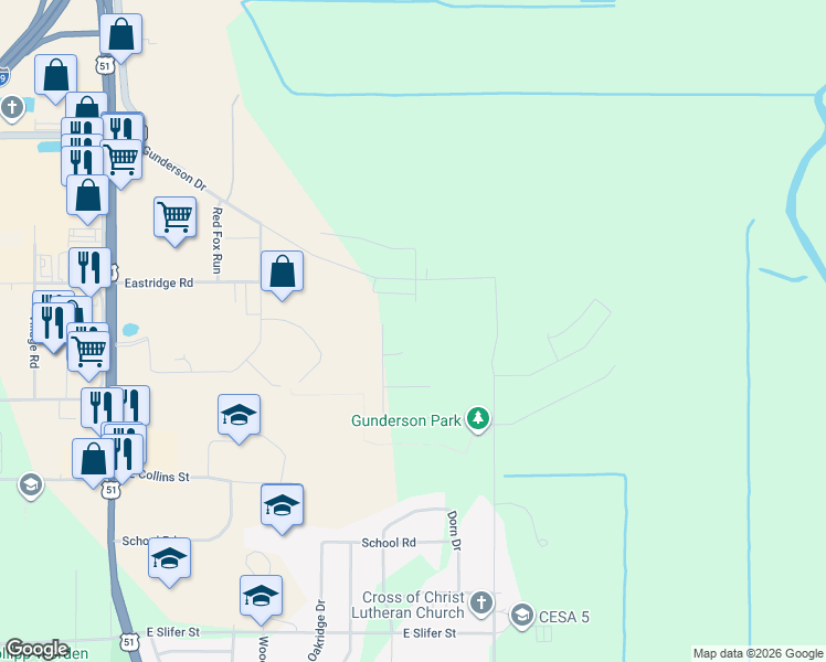 map of restaurants, bars, coffee shops, grocery stores, and more near 618 Cardinal Court in Portage