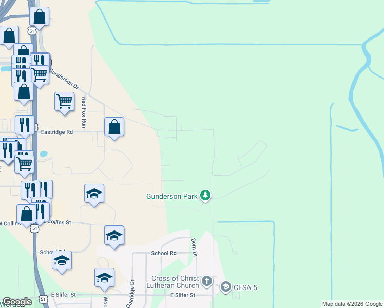map of restaurants, bars, coffee shops, grocery stores, and more near 617 Cardinal Court in Portage