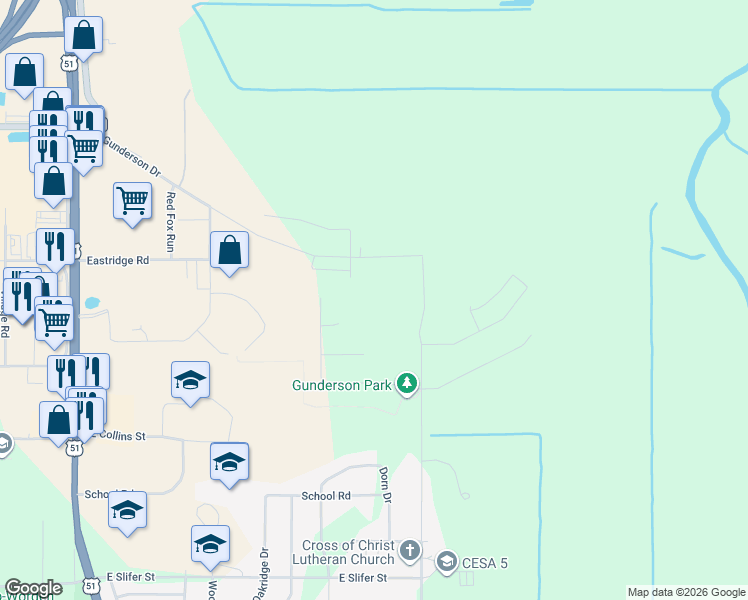 map of restaurants, bars, coffee shops, grocery stores, and more near 617 Cardinal Court in Portage