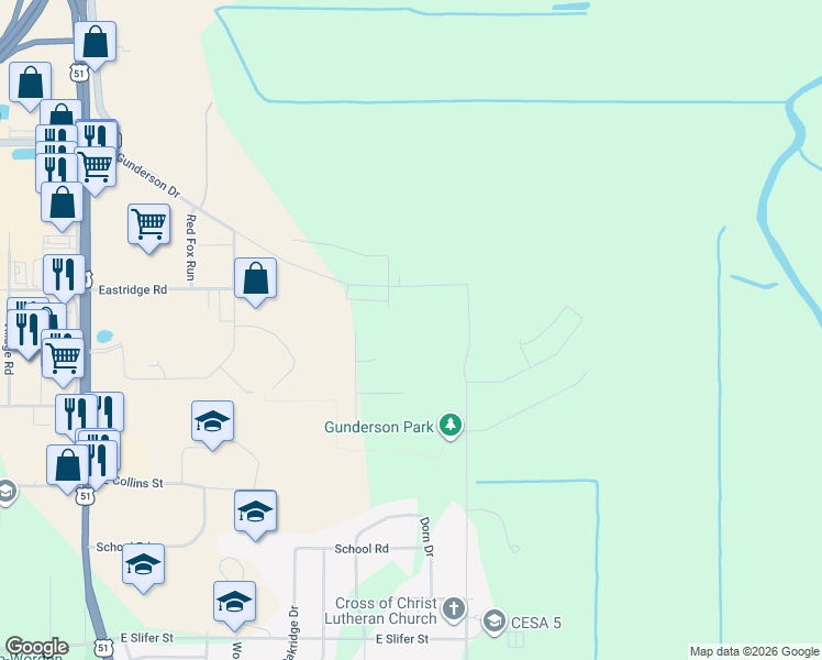 map of restaurants, bars, coffee shops, grocery stores, and more near 617 Cardinal Court in Portage