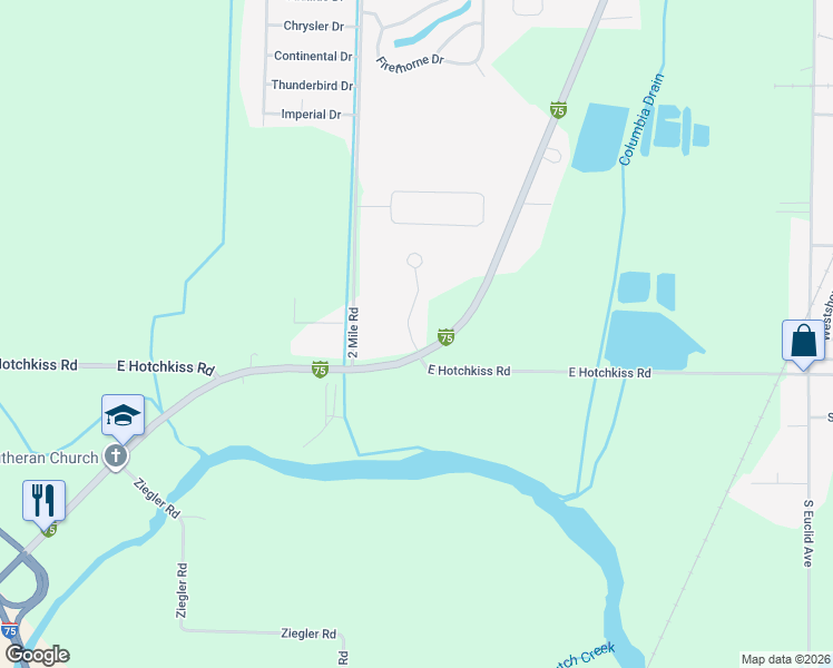 map of restaurants, bars, coffee shops, grocery stores, and more near 5983 Red Feather Drive in Bay City