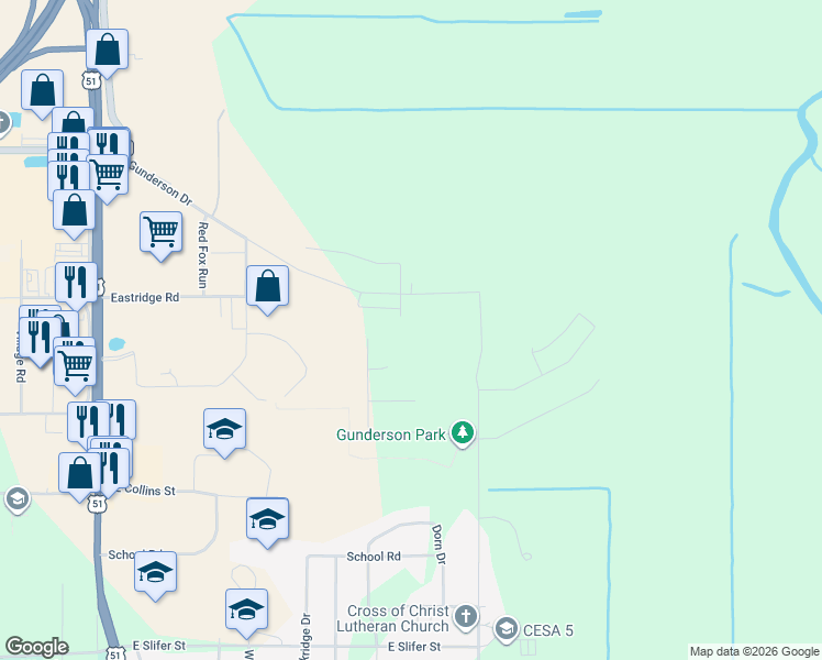 map of restaurants, bars, coffee shops, grocery stores, and more near 617 Cardinal Court in Portage