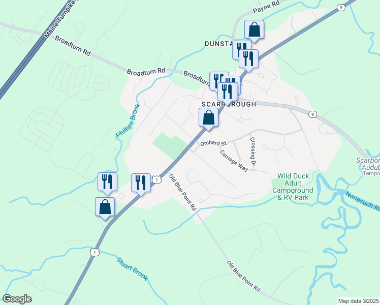 map of restaurants, bars, coffee shops, grocery stores, and more near 656 U.S. 1 in Scarborough