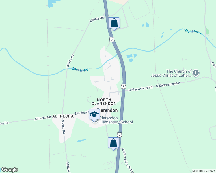 map of restaurants, bars, coffee shops, grocery stores, and more near 507 Route 7b North in Clarendon